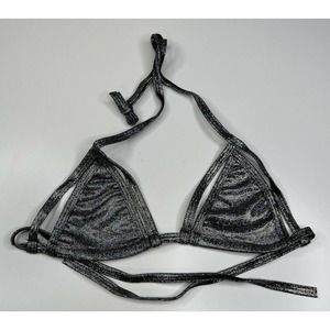 NEW Raveland Glitter Silver Cage Bikini Top One Size Women’s Triangle